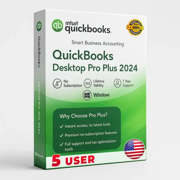 QB+PIC+1 QuickBooks Desktop Pro Plus 2024 Lifetime License (5-Users) | Windows